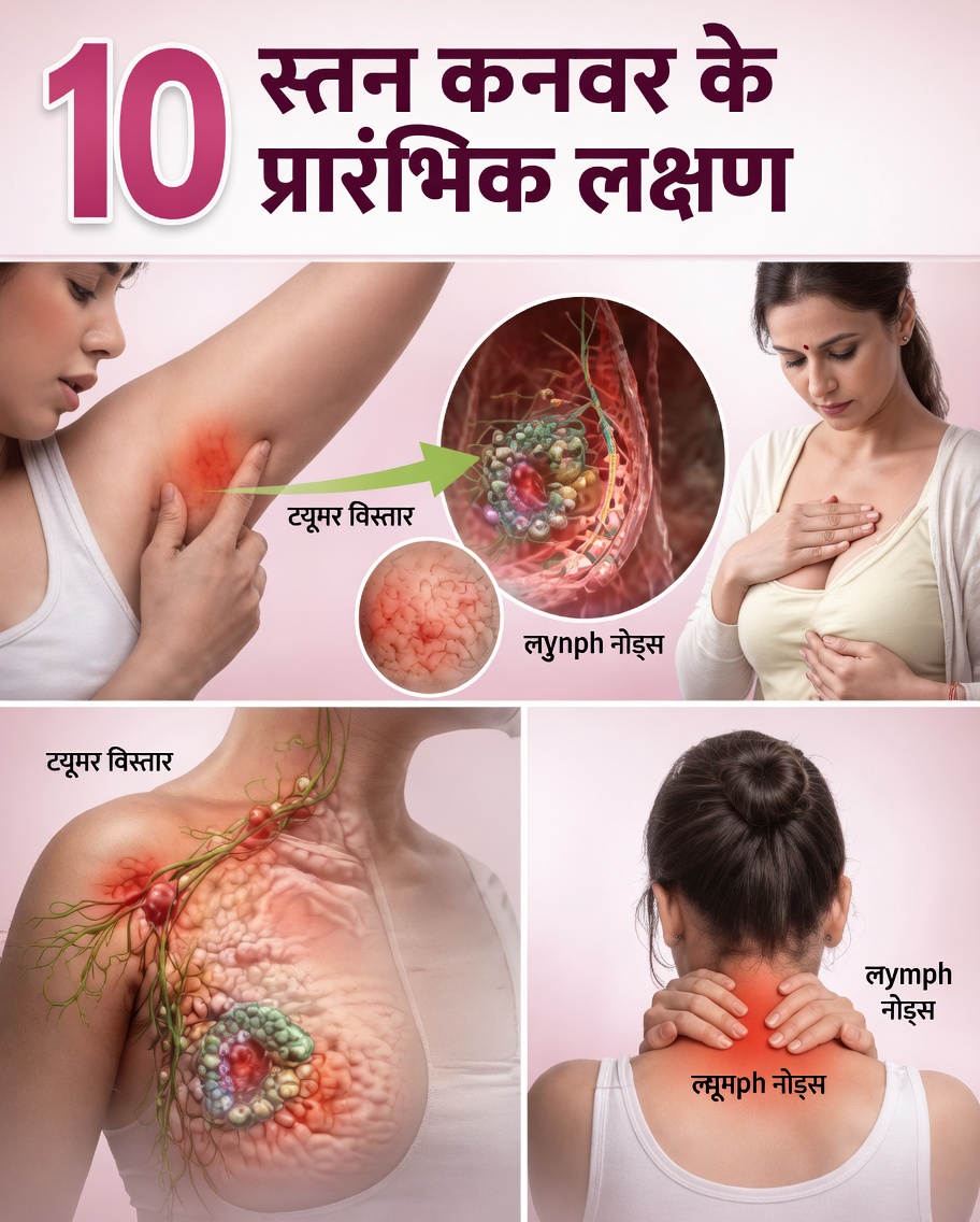स्तन कैंसर के 10 शुरुआती संकेत और लक्षण जिन्हें आपको कभी नज़रअंदाज़ नहीं करना चाहिए