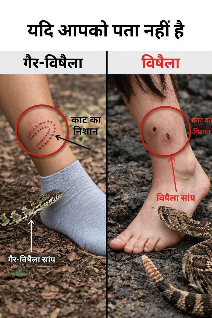 ज़हरीले और गैर-ज़हरीले साँप के काटने की पहचान कैसे करें: ज़रूरी संकेत और प्राथमिक उपचार के कदम