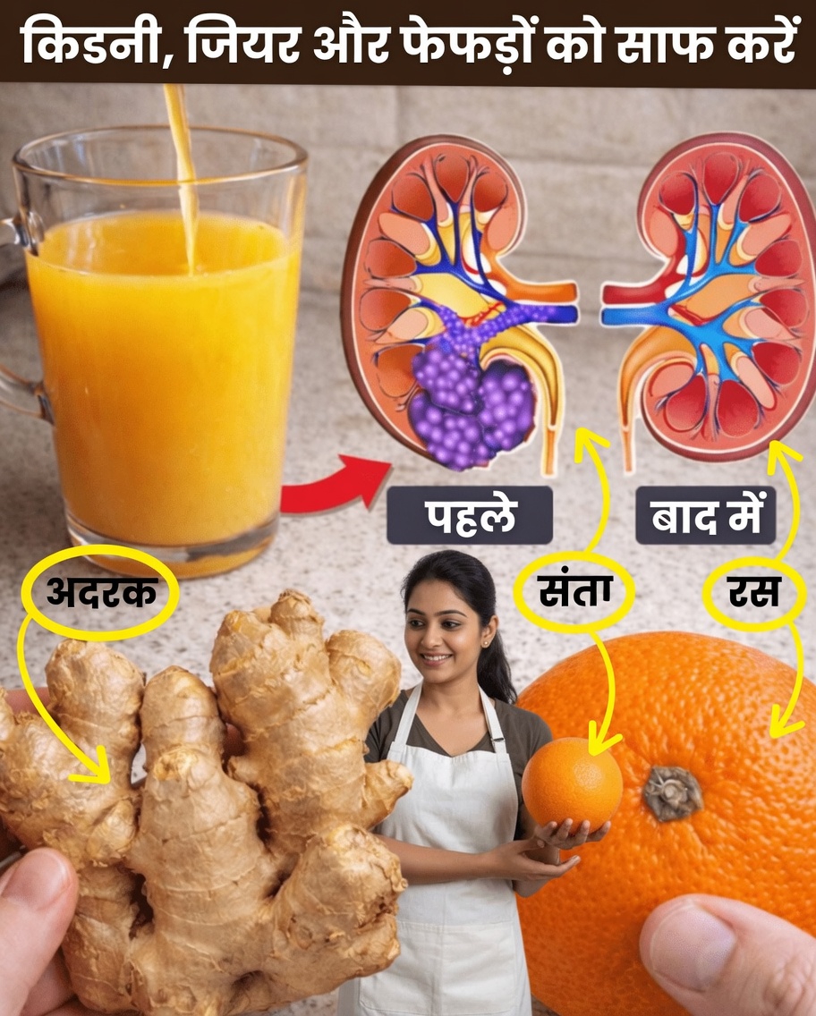 किडनी, लिवर और फेफड़ों के स्वास्थ्य को प्राकृतिक रूप से सहारा देने के लिए अदरक और संतरे के आसान रोज़मर्रा पेय की रेसिपी