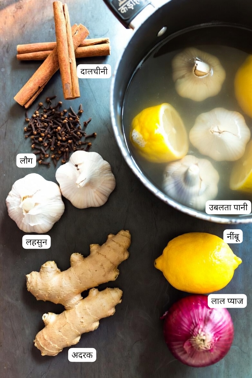 सरल घर पर बना हर्बल काढ़ा: दालचीनी, लौंग, लहसुन, अदरक, नींबू और प्याज़ को एक साथ जानना
