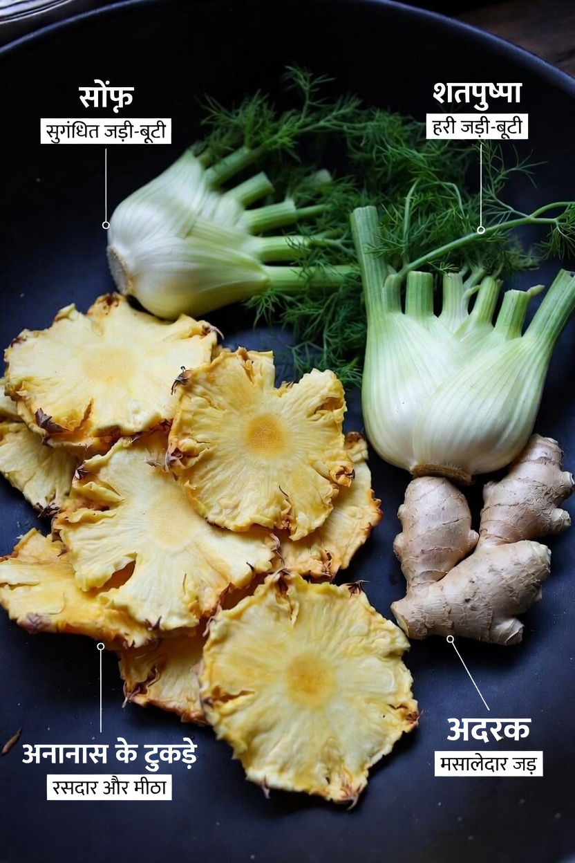 किडनी के स्वास्थ्य समर्थन के लिए अनानास, अदरक और सौंफ का उपयोग करके एक सरल रात का पेय नुस्खा जानें