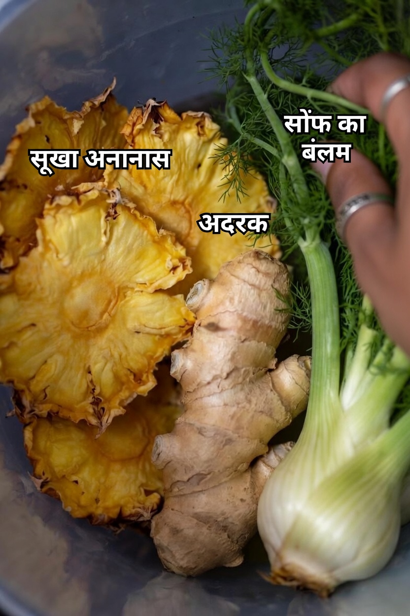 किडनी के स्वास्थ्य समर्थन के लिए अनानास, अदरक और सौंफ का उपयोग करके एक सरल रात का पेय नुस्खा जानें