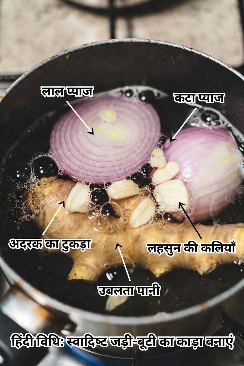 अदरक, हल्दी, प्याज़, लहसुन, दालचीनी और अमरूद के पत्ते वाली सुबह और रात के खाने के बाद की चाय की रेसिपी