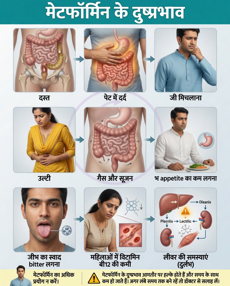 मेटफॉर्मिन के सामान्य और गंभीर दुष्प्रभाव क्या हैं जिनके बारे में आपको पता होना चाहिए?