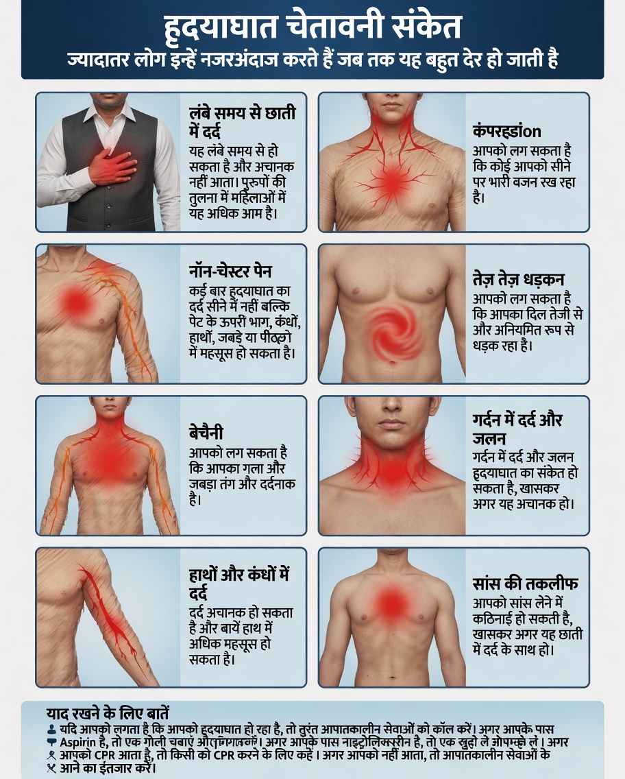 दिल के दौरे से हफ्तों पहले आपका शरीर आपको दे रहा हो सकता है ये 7 प्रमुख चेतावनी संकेत