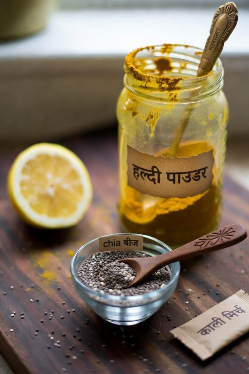 एक सरल सुबह की आदत: हल्दी, नींबू, शहद और चिया बीजों वाले ताज़गीभरे पेय की खोज