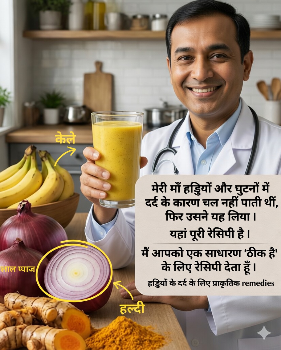 केला, प्याज और हल्दी पर आधारित प्राकृतिक उपाय: जोड़ों और हड्डियों के स्वास्थ्य को सहारा देने के लिए एक घरेलू नुस्खा 🌿🍌