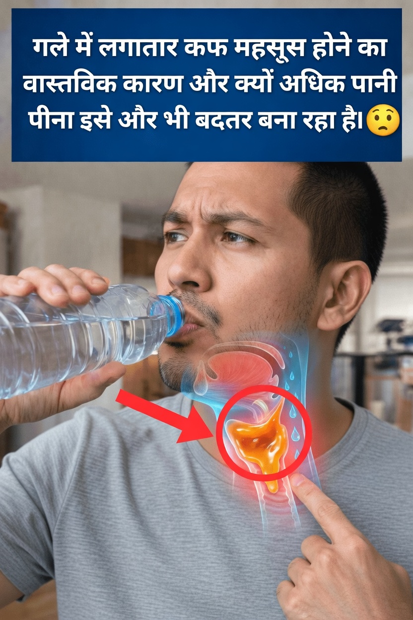 गले में कफ अटका रहने का वह लगातार एहसास ज़्यादा पानी पीने से शायद ठीक न हो — इसके पीछे यह कारण हो सकता है