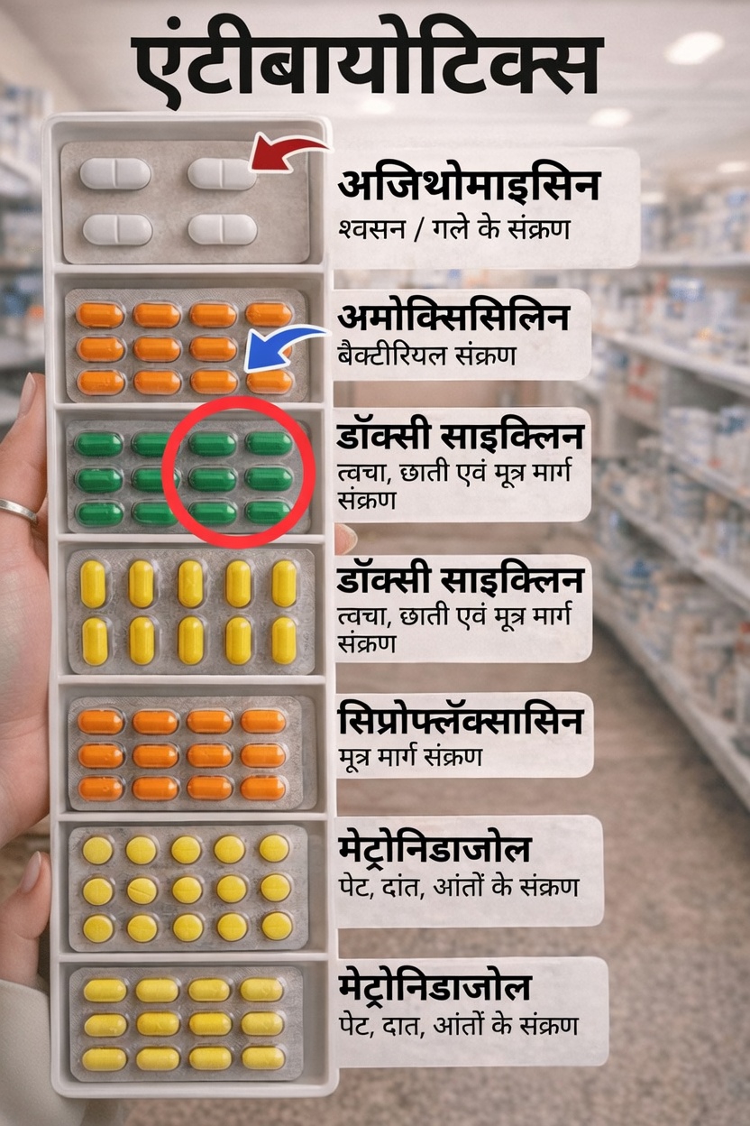 शीर्ष 5 सामान्य एंटीबायोटिक्स: इनका उपयोग किस लिए होता है और ये रोज़मर्रा के स्वास्थ्य में क्यों महत्वपूर्ण हैं