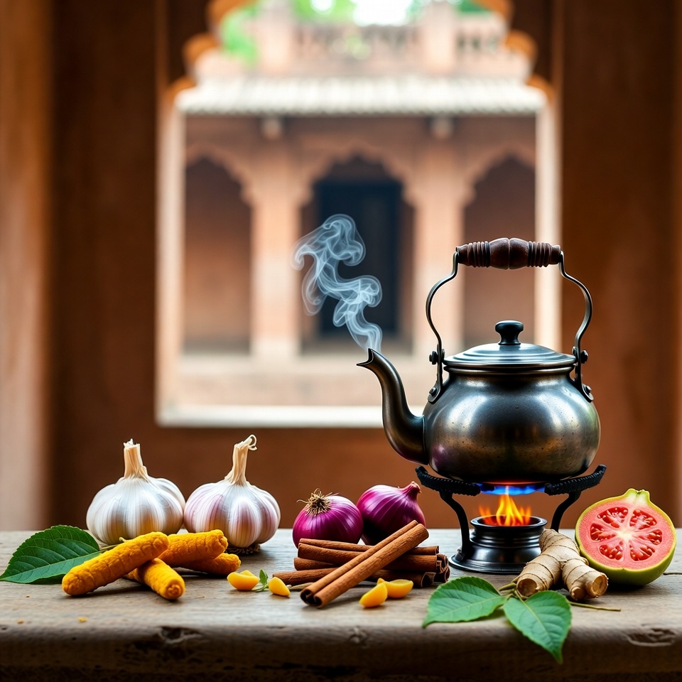 सुबह और रात के खाने के बाद सबसे अच्छी चाय: लहसुन 🧄, हल्दी, प्याज 🧅, अदरक 🫚, दालचीनी और अमरूद के पत्ते 🍃