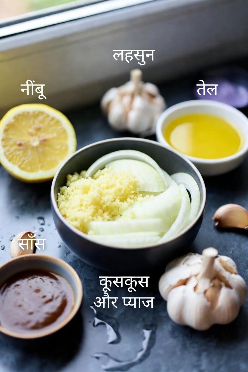 सरल रसोई मिश्रण की खोज करें: कसा हुआ अदरक, प्याज, लहसुन, नींबू का रस और शहद का मिश्रण