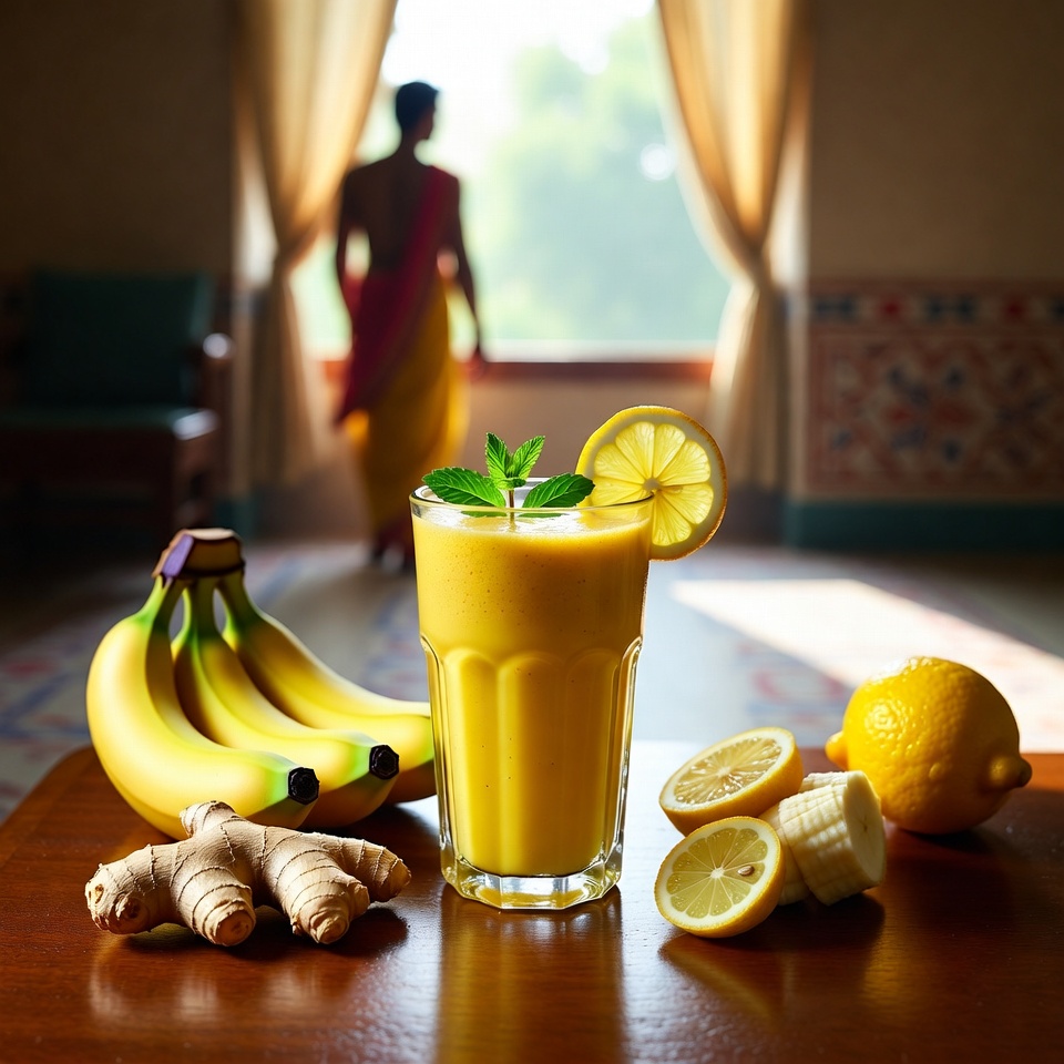 केला नींबू अदरक स्मूदी