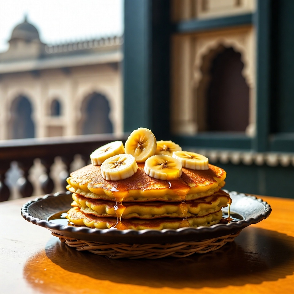 नाश्ते के केले के पैनकेक