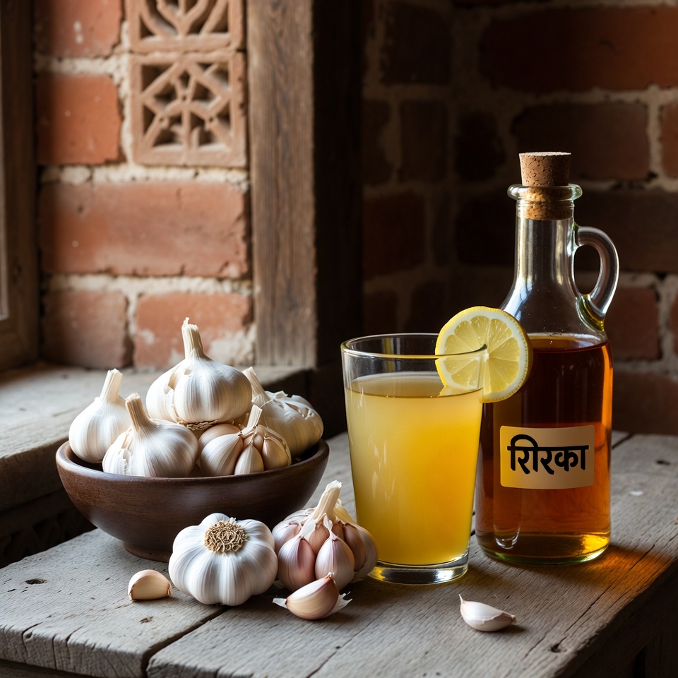 लहसुन, नींबू का रस और सेब का सिरका