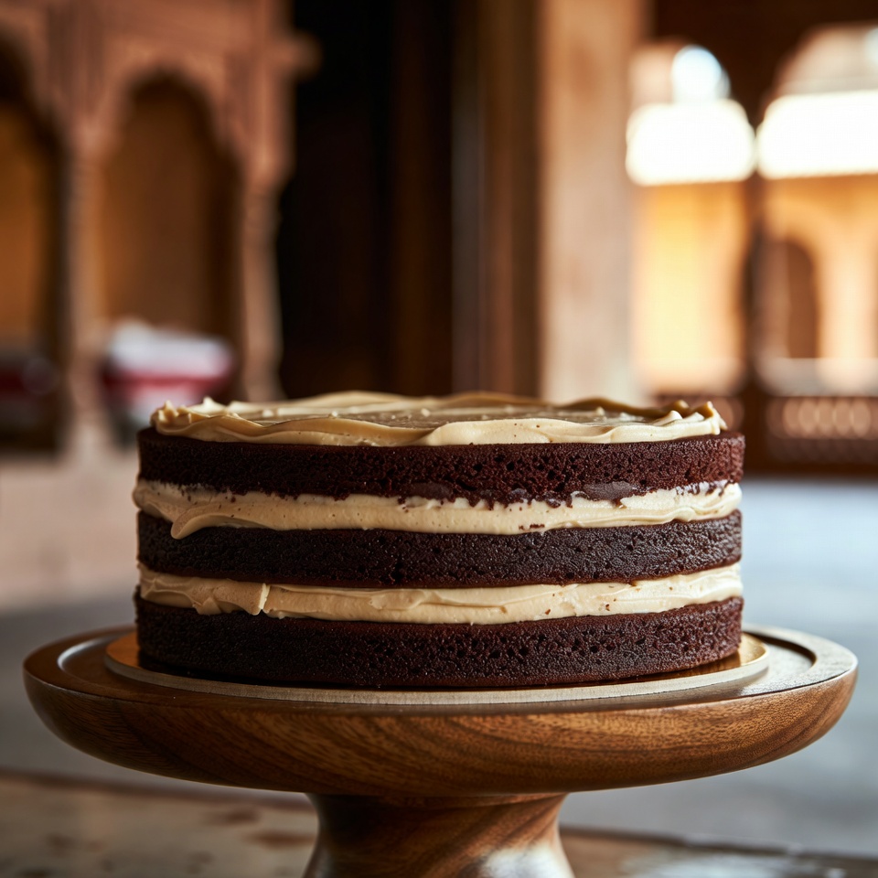क्रीमी के साथ लेयर्ड चॉकलेट केक