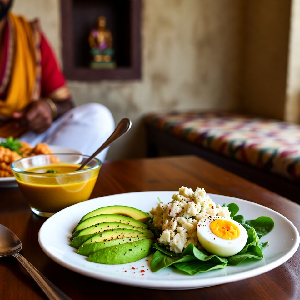 एवोकाडो और पालक एग सलाद