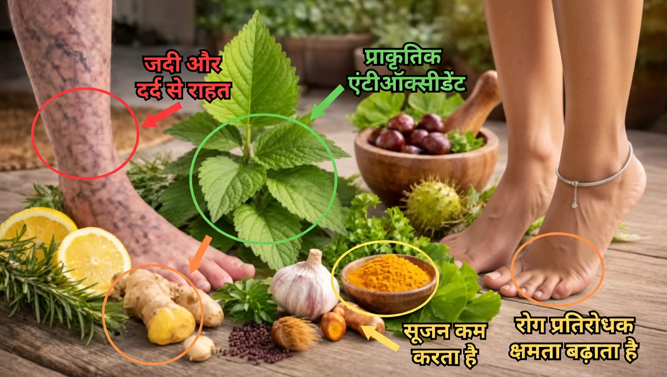 टांगों में रक्त संचार सुधारने के लिए जड़ी-बूटियाँ