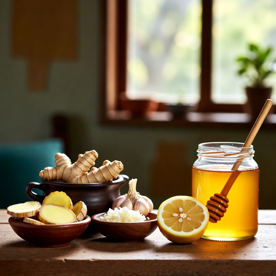 पुरुषों के लिए अदरक, लहसुन, नींबू और शहद युक्त आवश्यक पेय