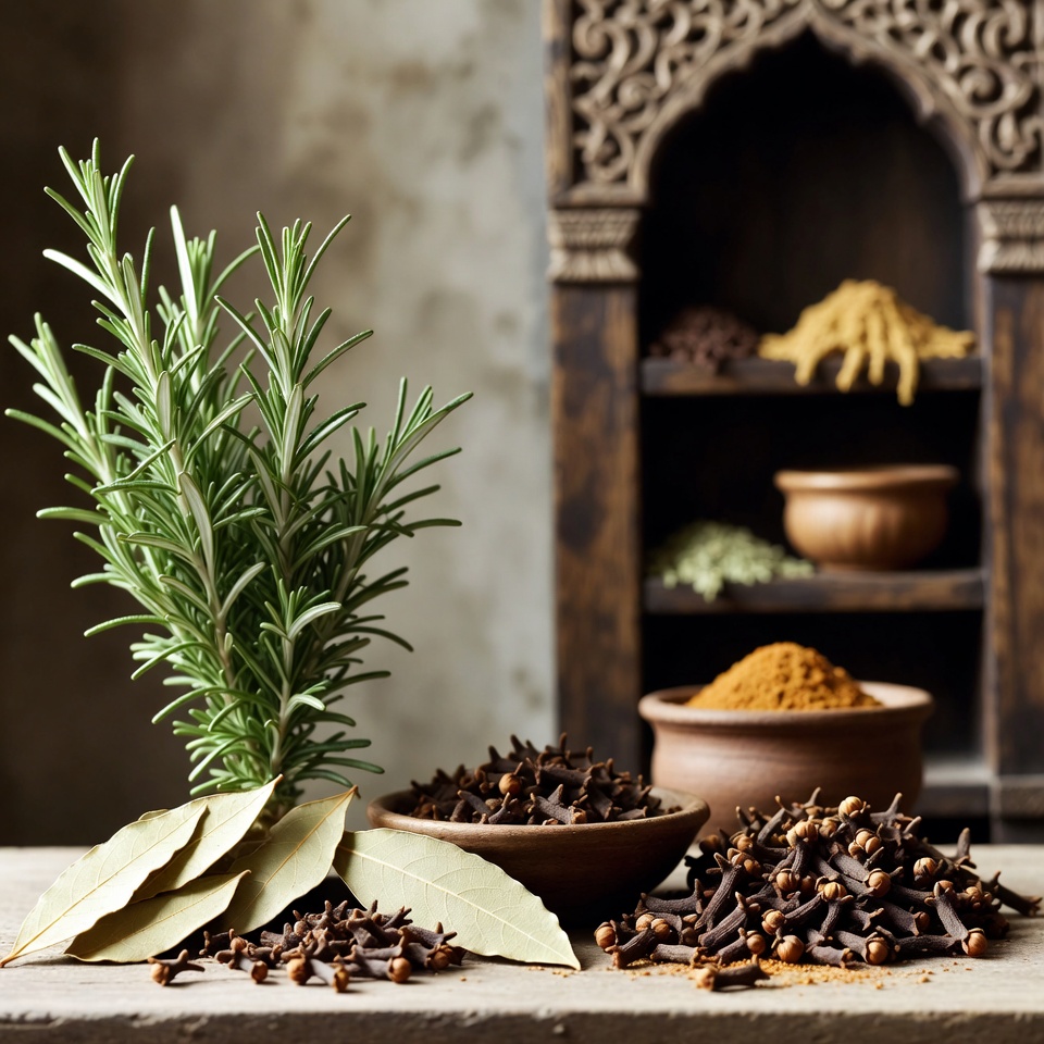 रोज़मेरी, लौंग और तेज पत्तों का प्राकृतिक मिश्रण