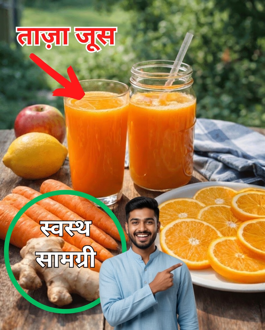 रोज़मर्रा में प्रतिरक्षा को सहारा देने के लिए गाजर, संतरा, सेब और अदरक का ताज़गीभरा जूस कैसे तैयार करें