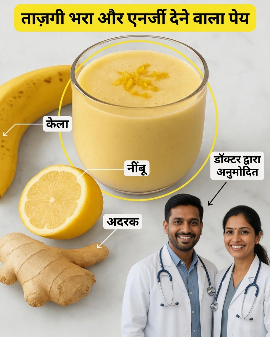 ऊर्जा के साथ दिन की शुरुआत करें: केले, नींबू और अदरक का प्राकृतिक स्मूदी